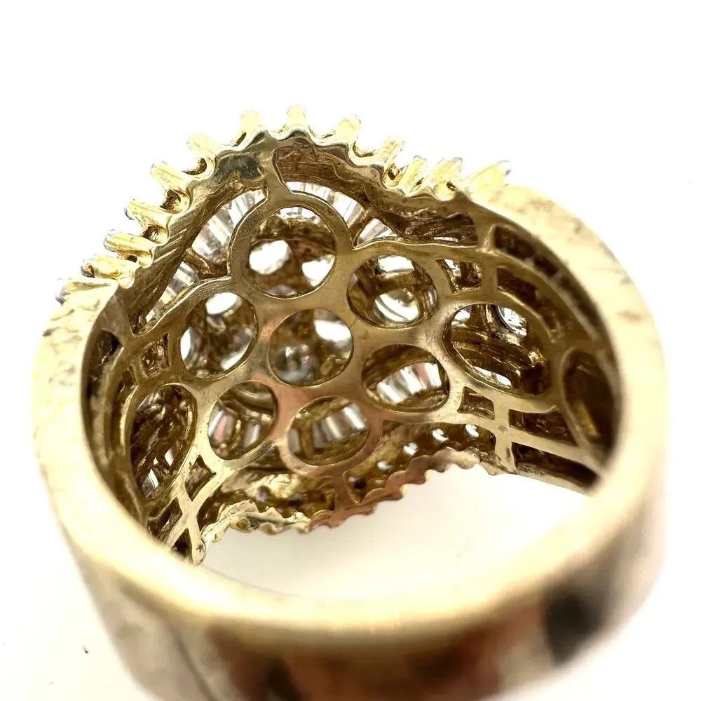 SJD 925 sterling silver gold vermeil cubic zirconia cocktail cluster ring size 7